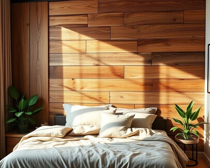 Drewniana ściana w sypialni: inspiracje, koncepcje i materiały
